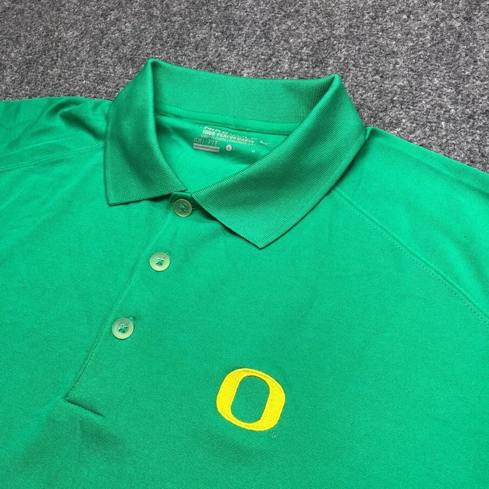 Nike Golf Oregon Ducks Dri-FIT Polo Shirt Mens Large Green Short Sleeve